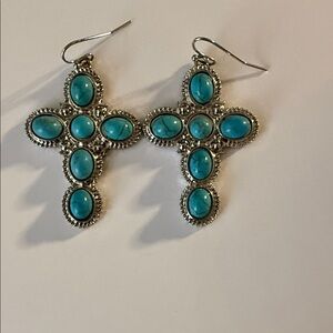 Turquoise Cross Earrings